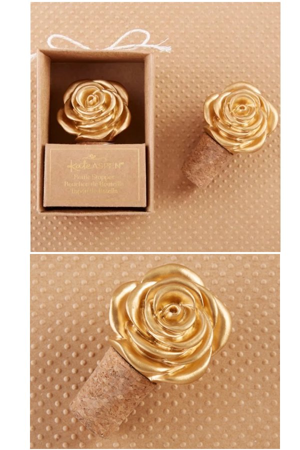 Metallic Gold Rose Bottle Stopper Wedding Favours